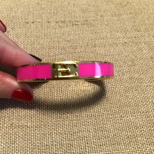 C Wonder “ E” pink and gold cuff bracelet